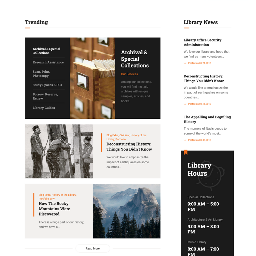 Public Library Page Responsive WordPress Website