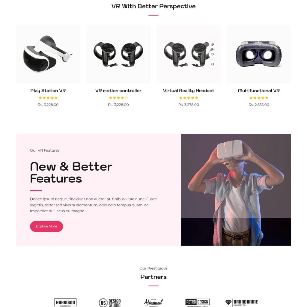 Virtual Reality Game Shop Shopify Shopping Website