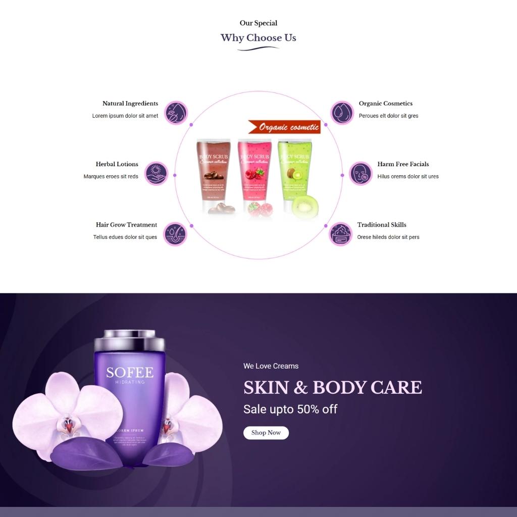 Beauty Cosmetic, Hair Salon Shopify Shopping Website