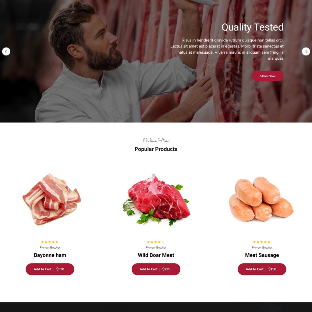 Butcher & Meat Store Shopify Shopping Website
