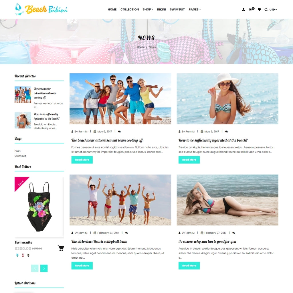 Swimming dress Shopify Website
