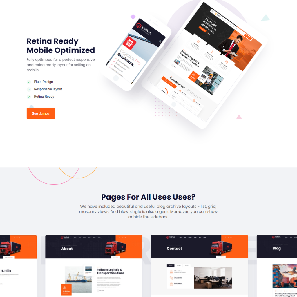 Responsive Logistics & Transport WordPress Website