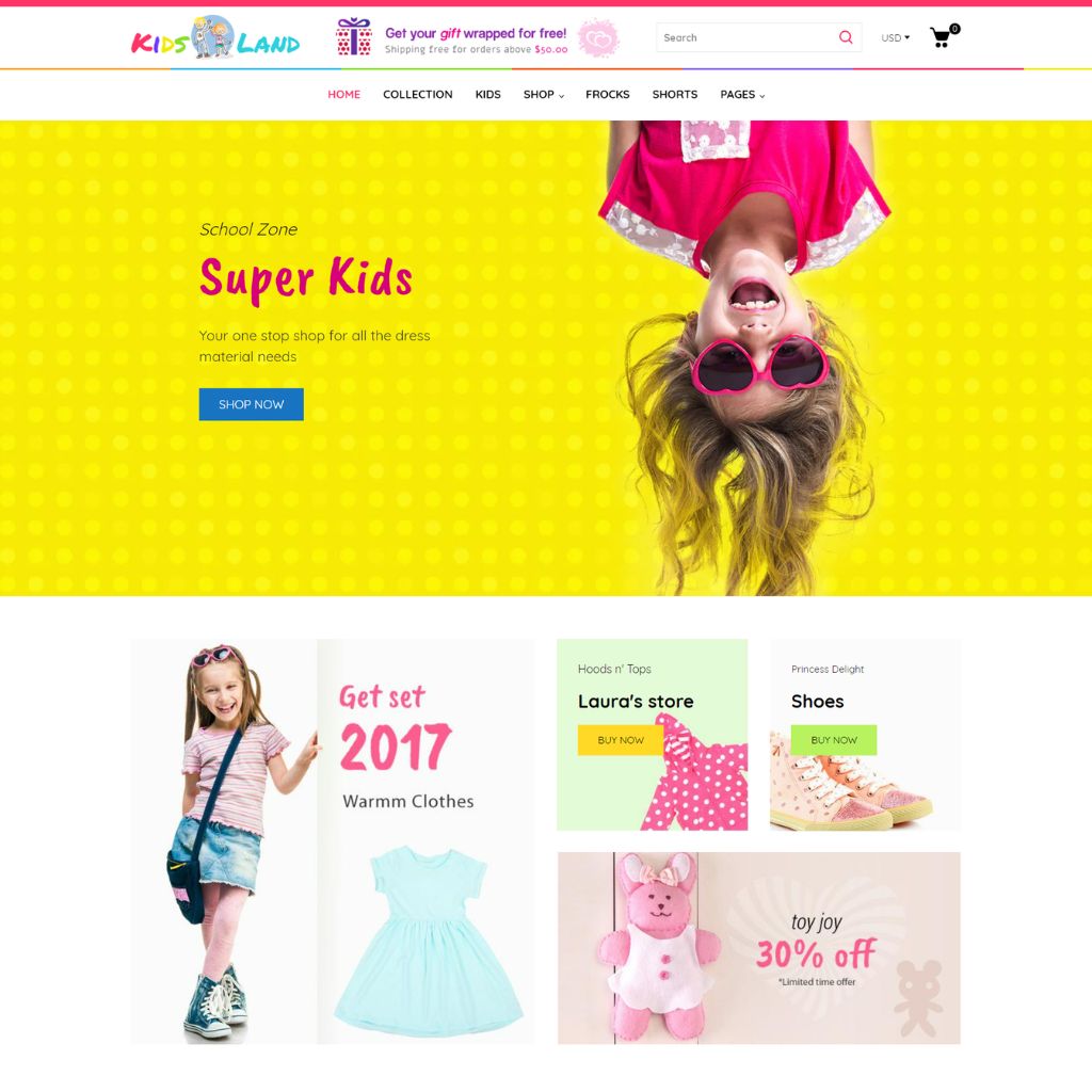 Sytlish Dress up for Kids Shopify Shopping Website