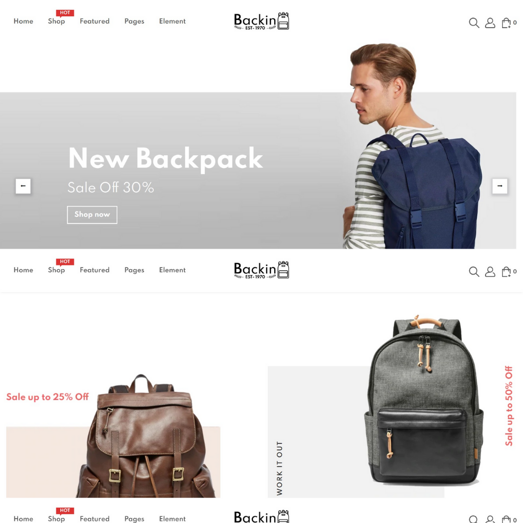 Bagpack Shopify Shopping Website