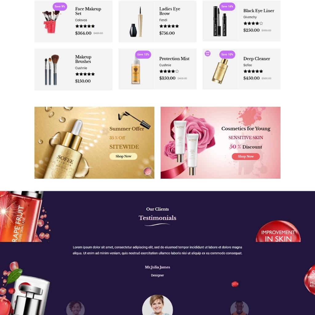 Beauty Cosmetic, Hair Salon Shopify Shopping Website