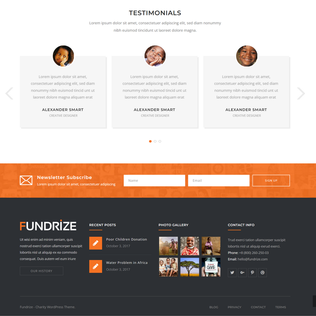 Fundrize Donation WordPress Responsive Website