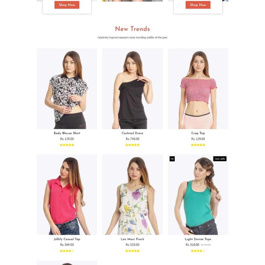 Sectioned Fashion Store Shopify Shopping Website