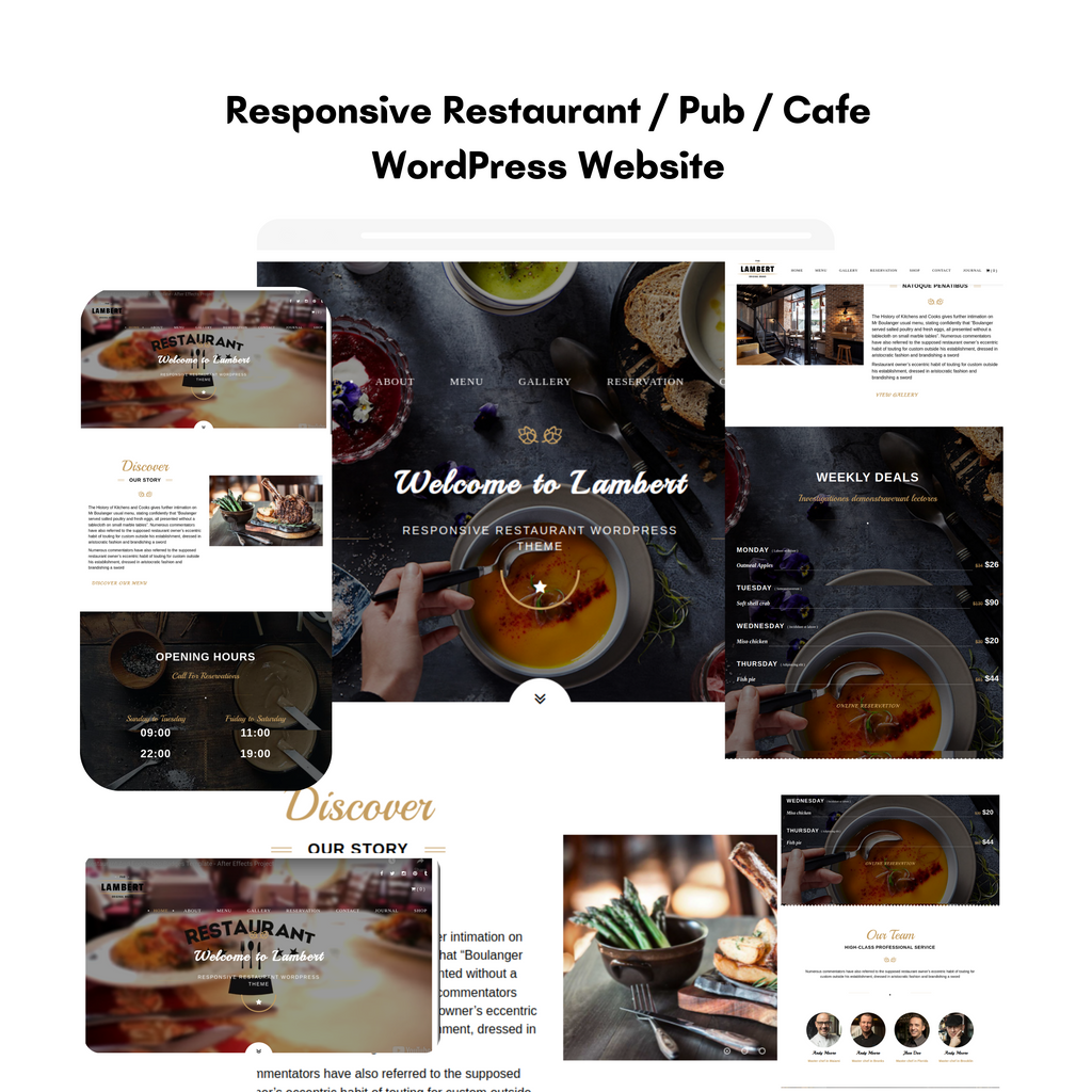 Responsive Restaurant / Pub / Cafe WordPress Website