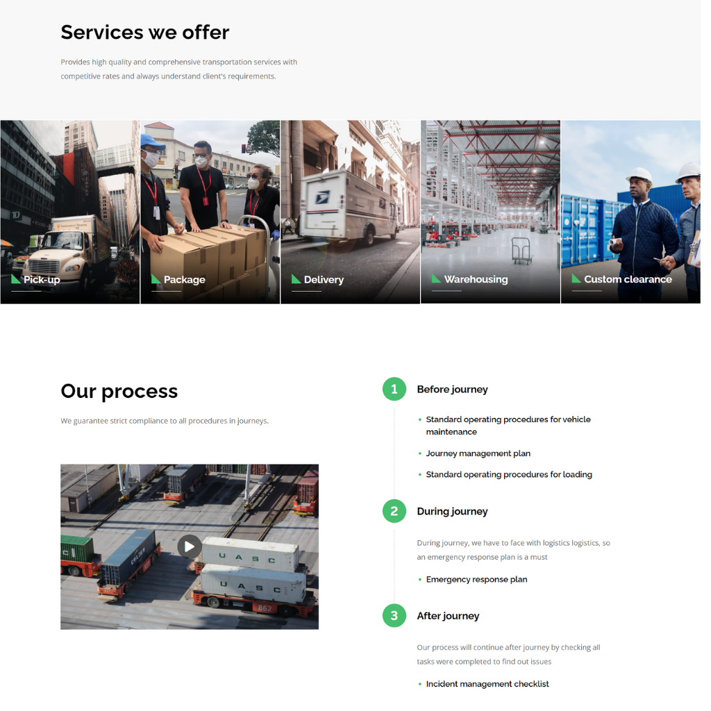 Transportation & Logistic Company WordPress Responsive Website