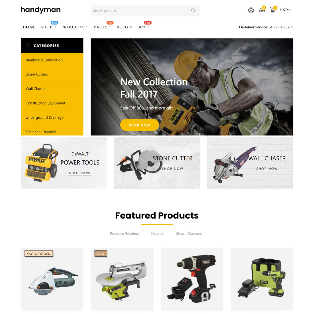 Handyman Product Shopify Shopping Website