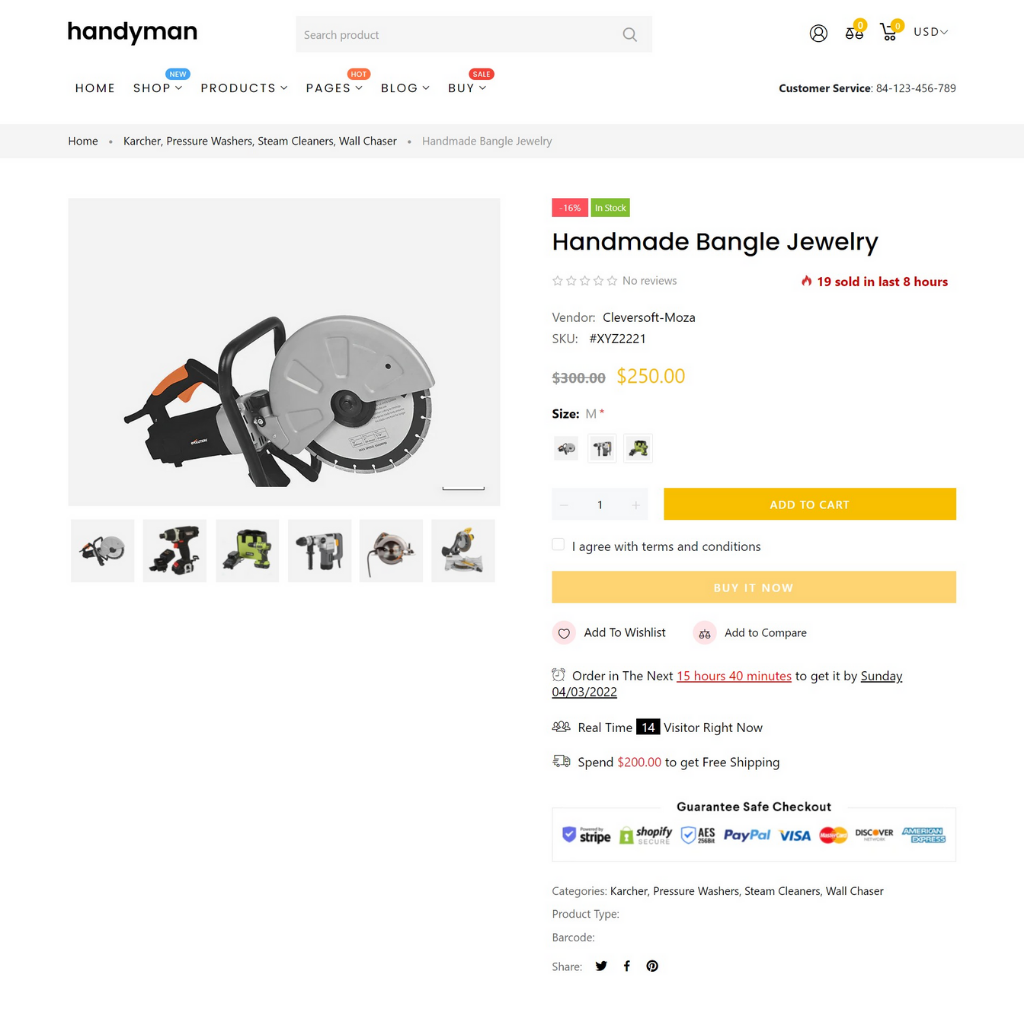Handyman Product Shopify Shopping Website