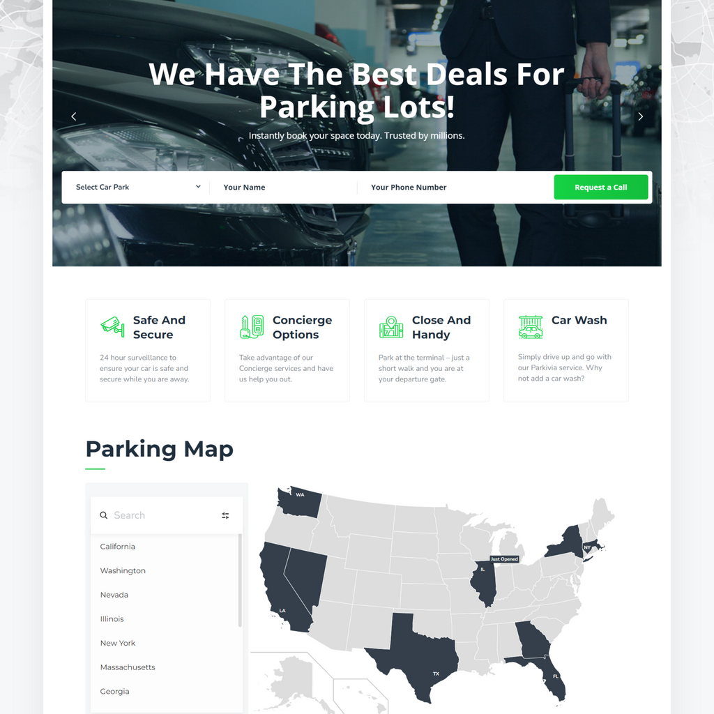Auto Parking & Car Maintenance WordPress Website