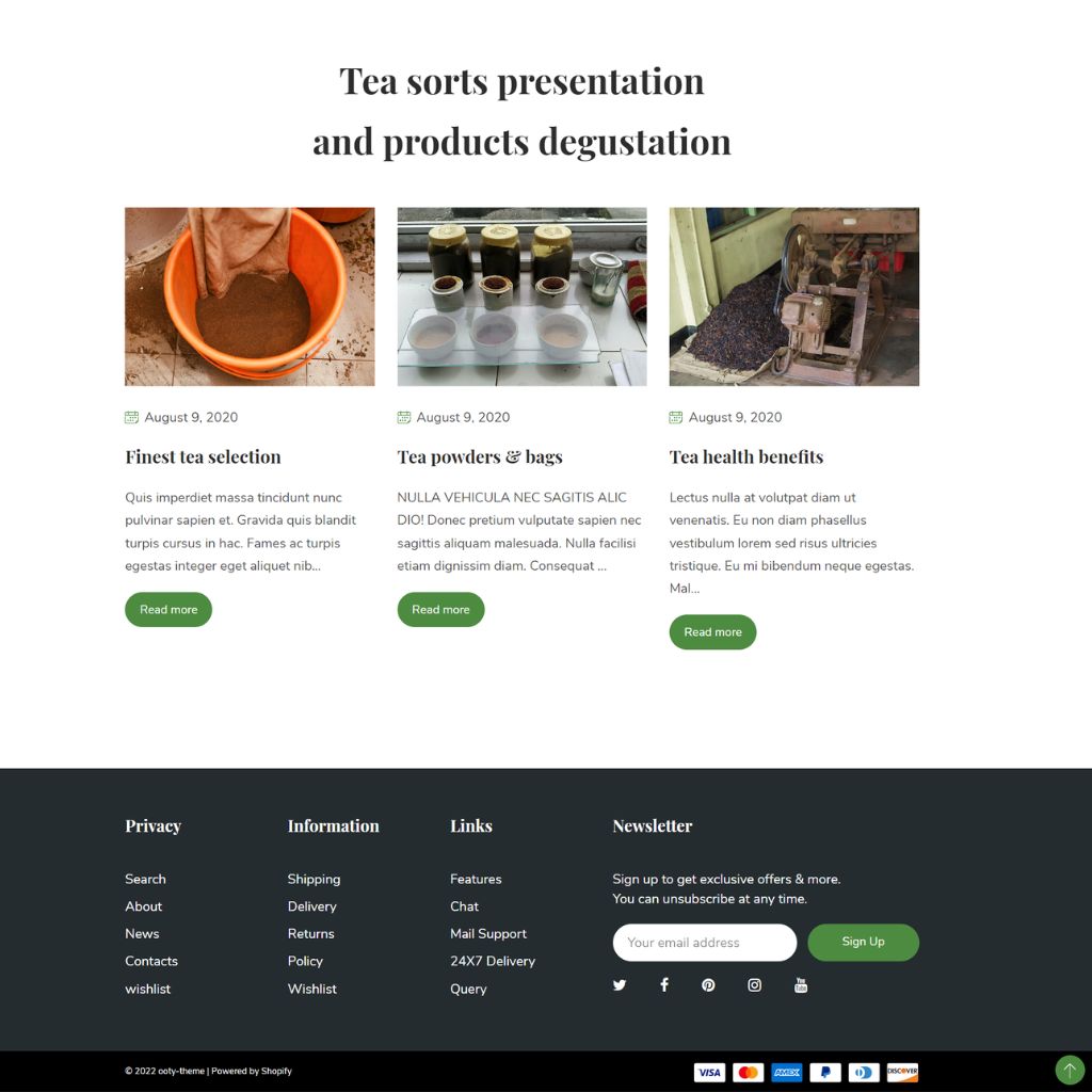 Tea Production Company Shopify Shopping Website