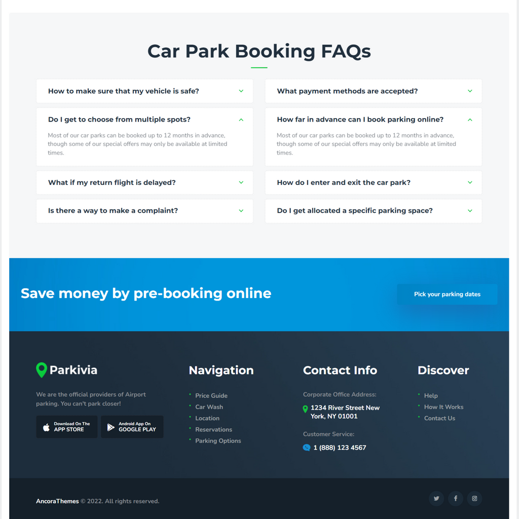 Auto Parking & Car Maintenance WordPress Website