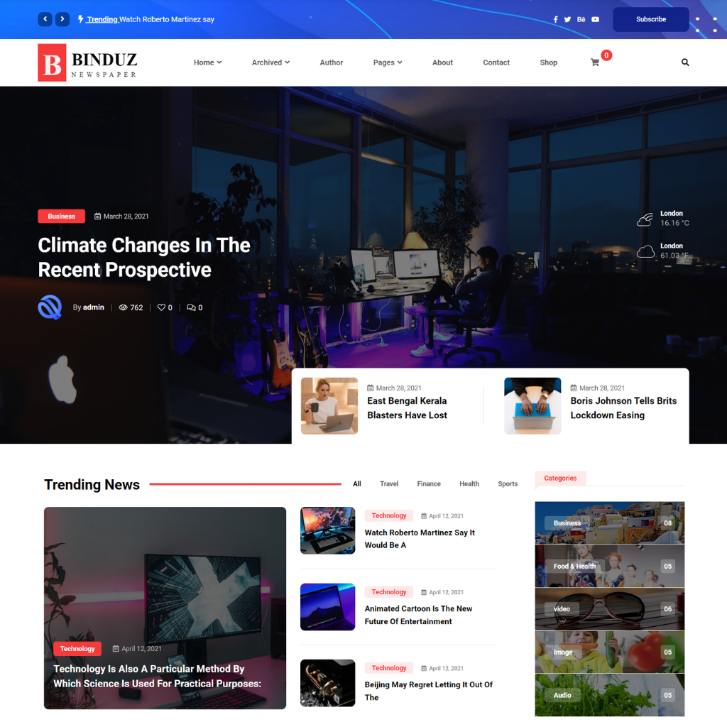 Climate News WordPress Responsive Website