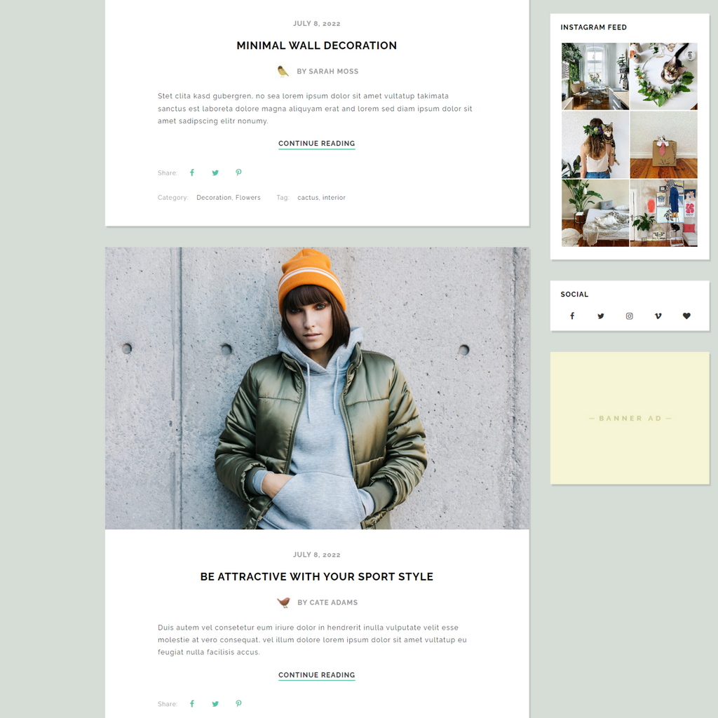 Minimalist Decoration Blog WordPress Responsive Website