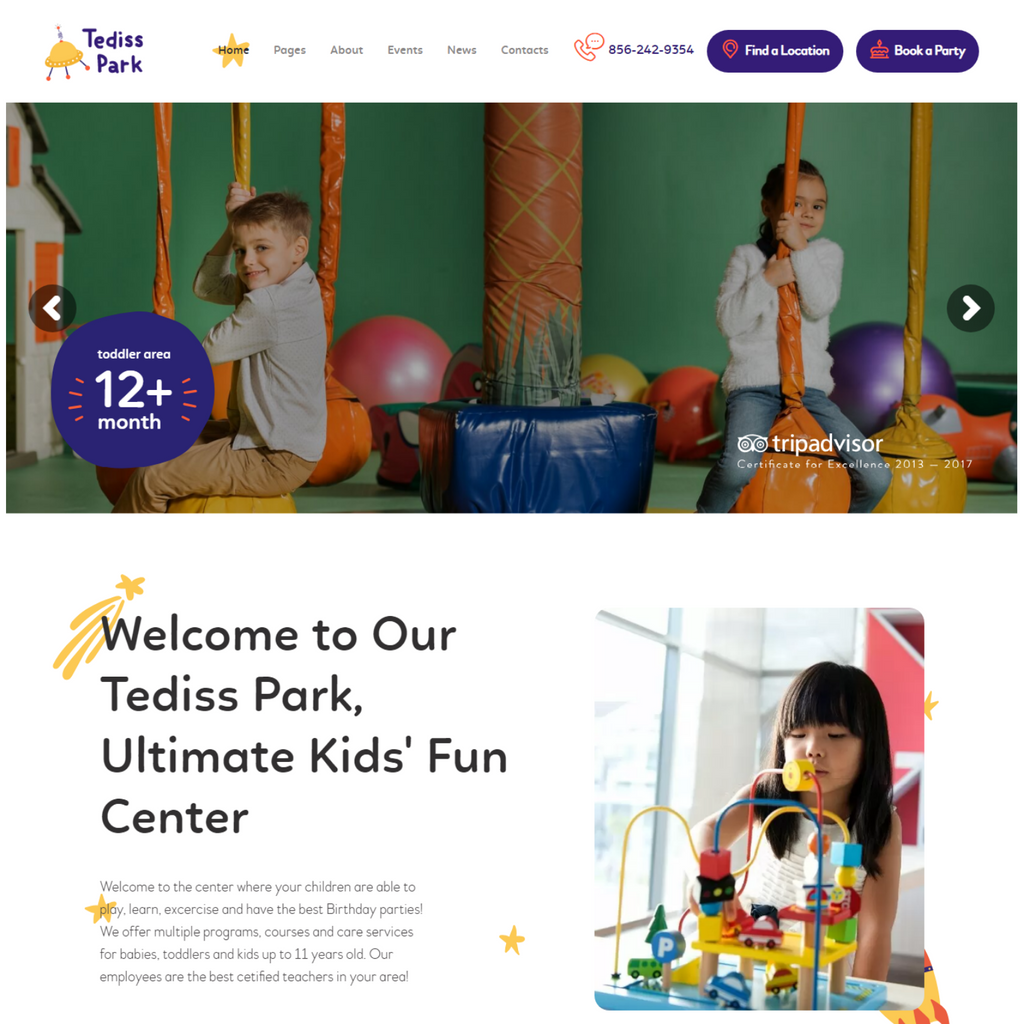 Kids' Fun Center WordPress Responsive Website