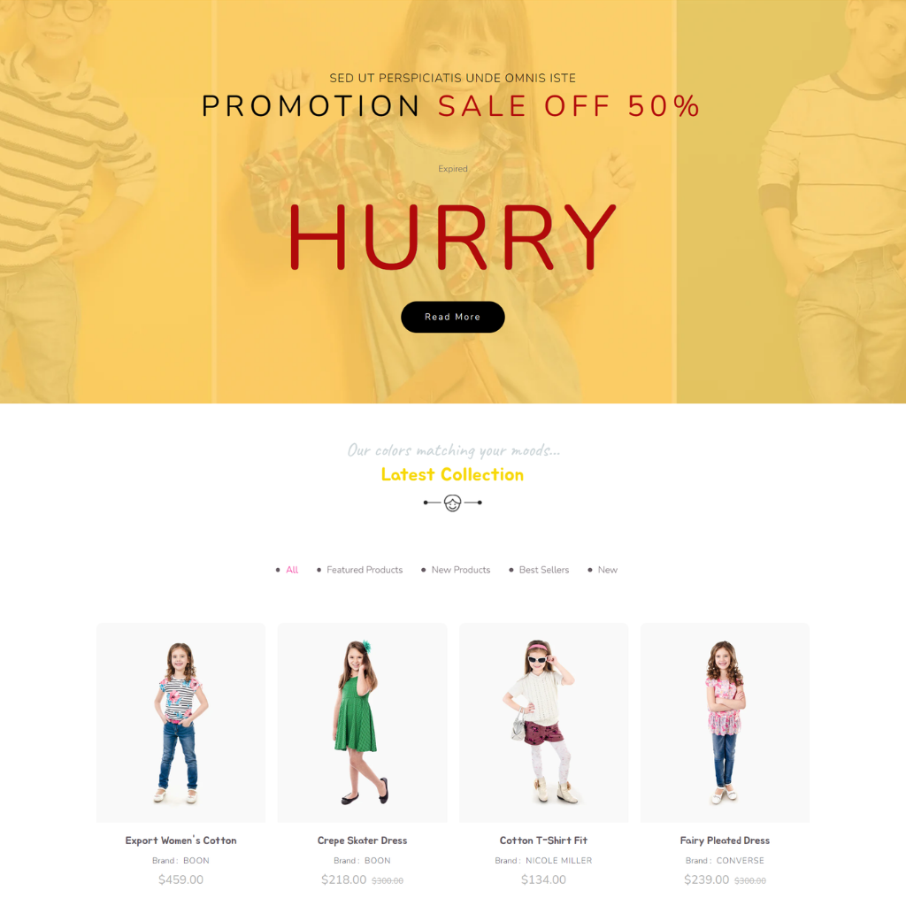 Kids Fashion Shopify Shopping Website