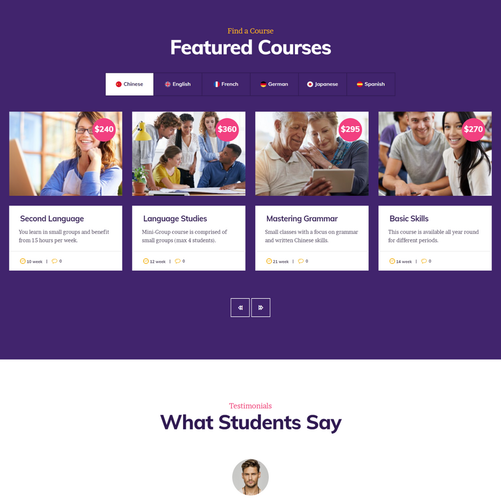 Language School WordPress Responsive Website