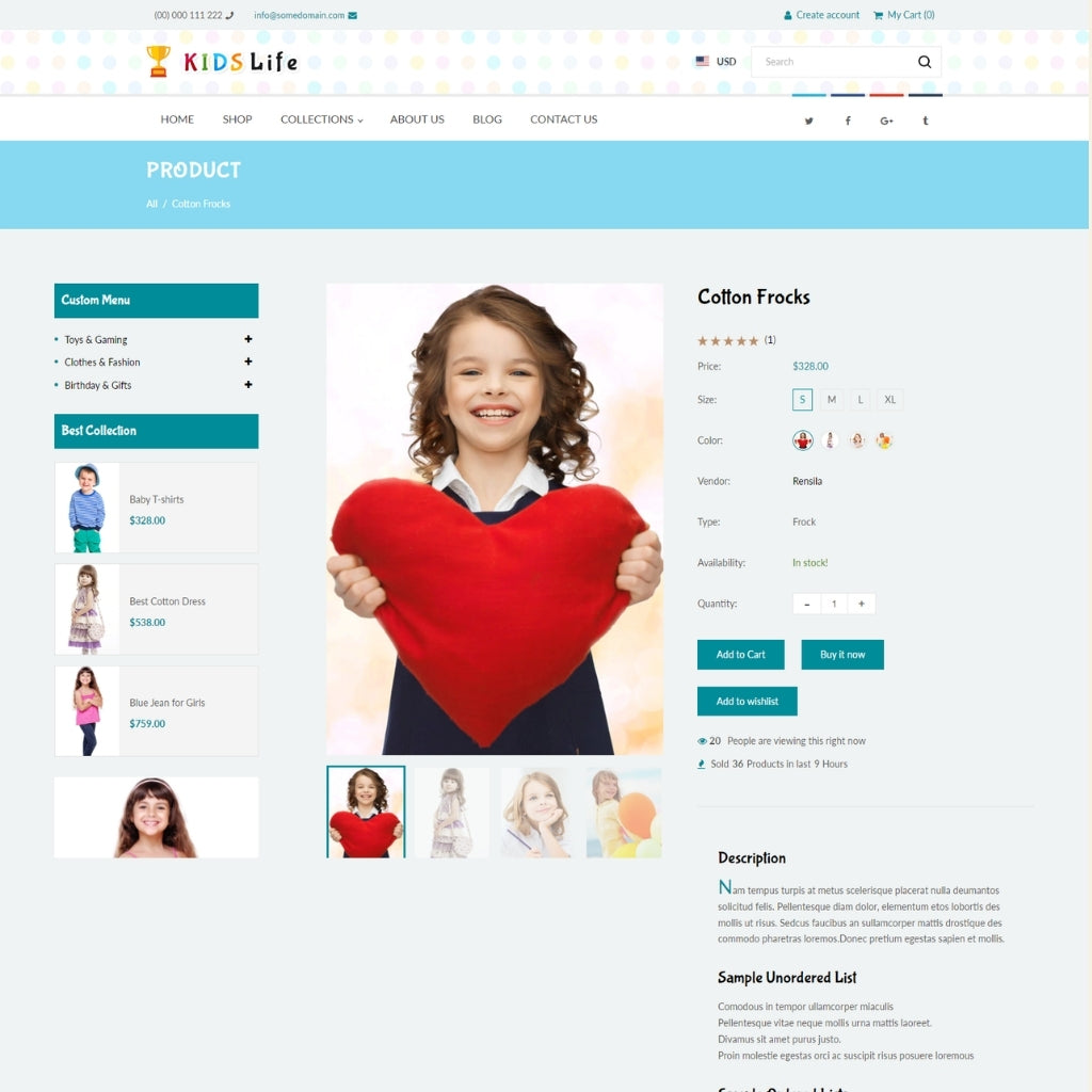 Kids Fashion ecommerce Shopify Website