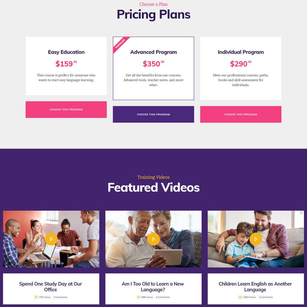 Language School WordPress Responsive Website