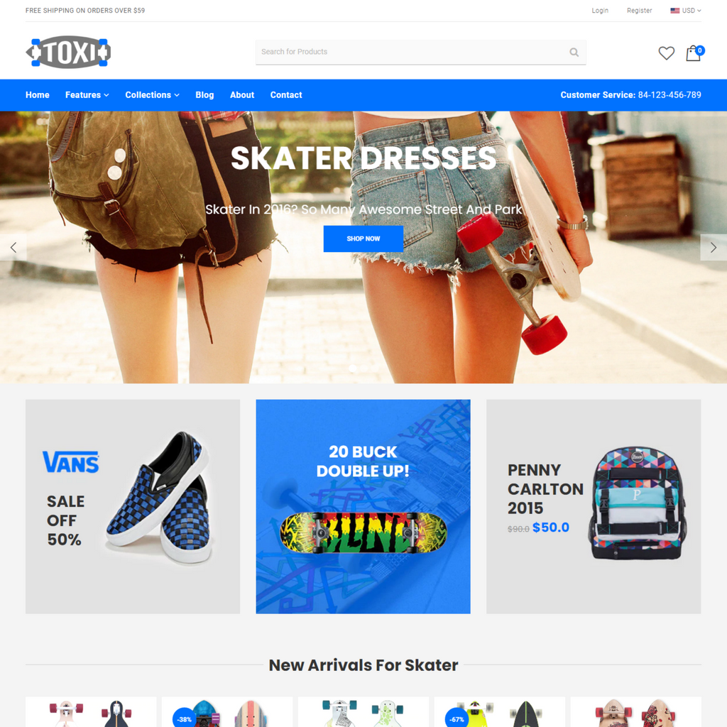 Toxi Skater Ecommerce Shopify Website