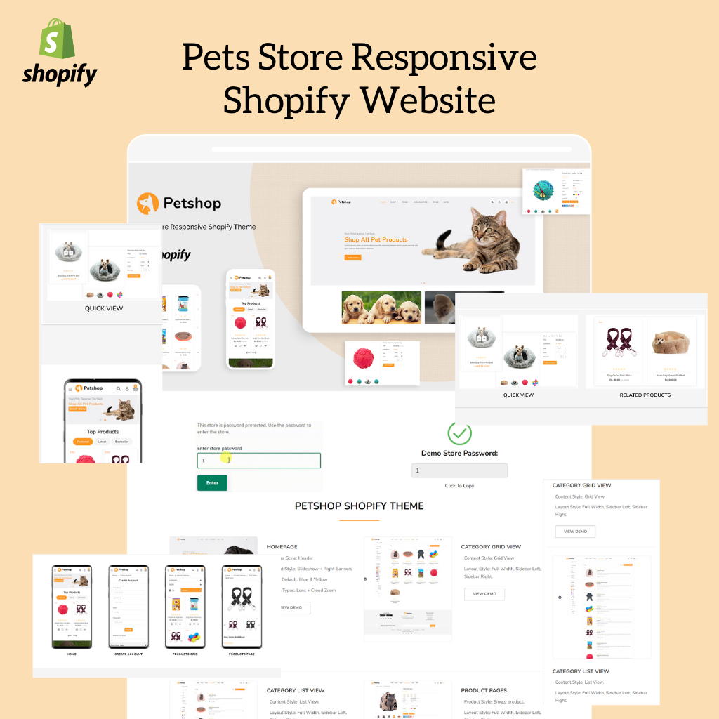 Pets Store Responsive Shopify Shopping Website
