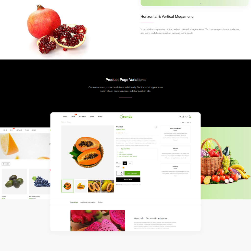 Organic Food/Fruit/vegetable E-Commerce Shopify website